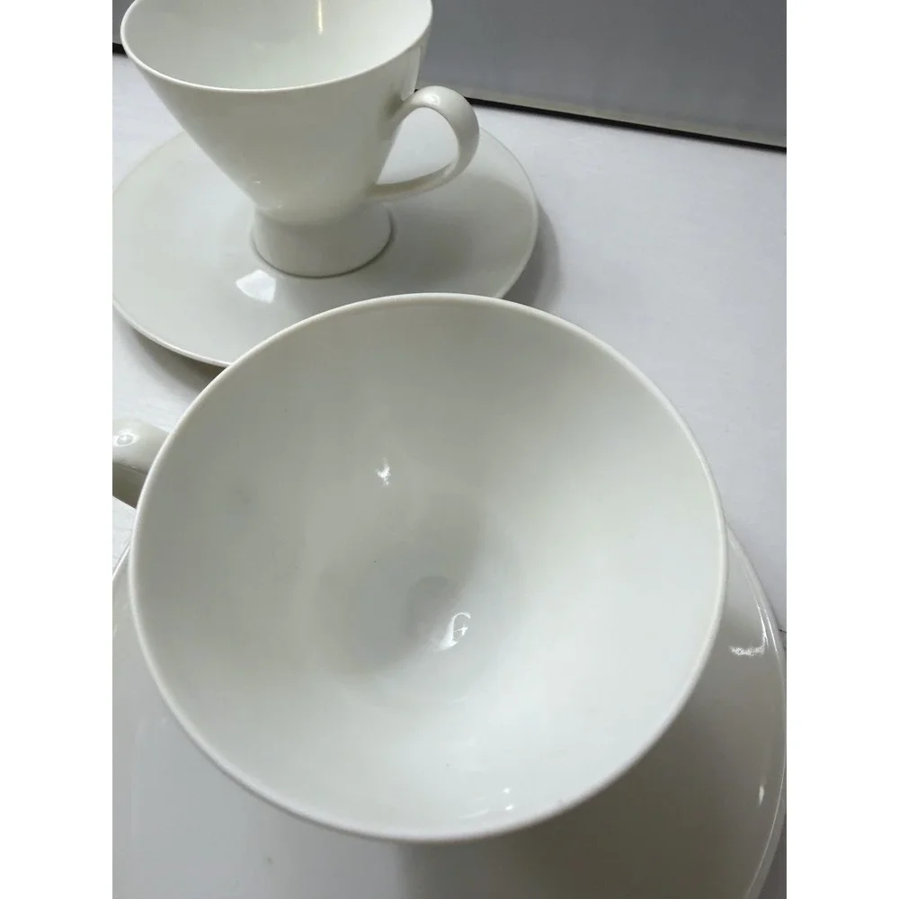 Rosenthal Germany Tea Cup Saucer Set Minimalist White Porcelain MCM